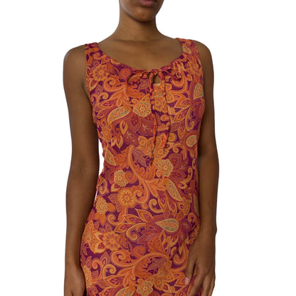 Euro Vintage Mesh Paisley Midi Dress (S/M)