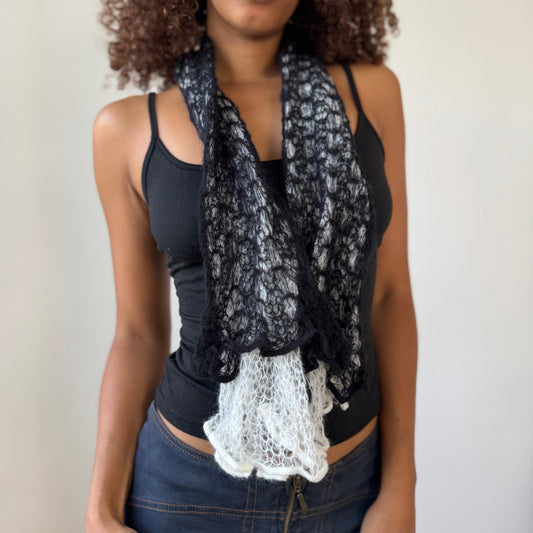 French Vintage Knit Lace Scarf