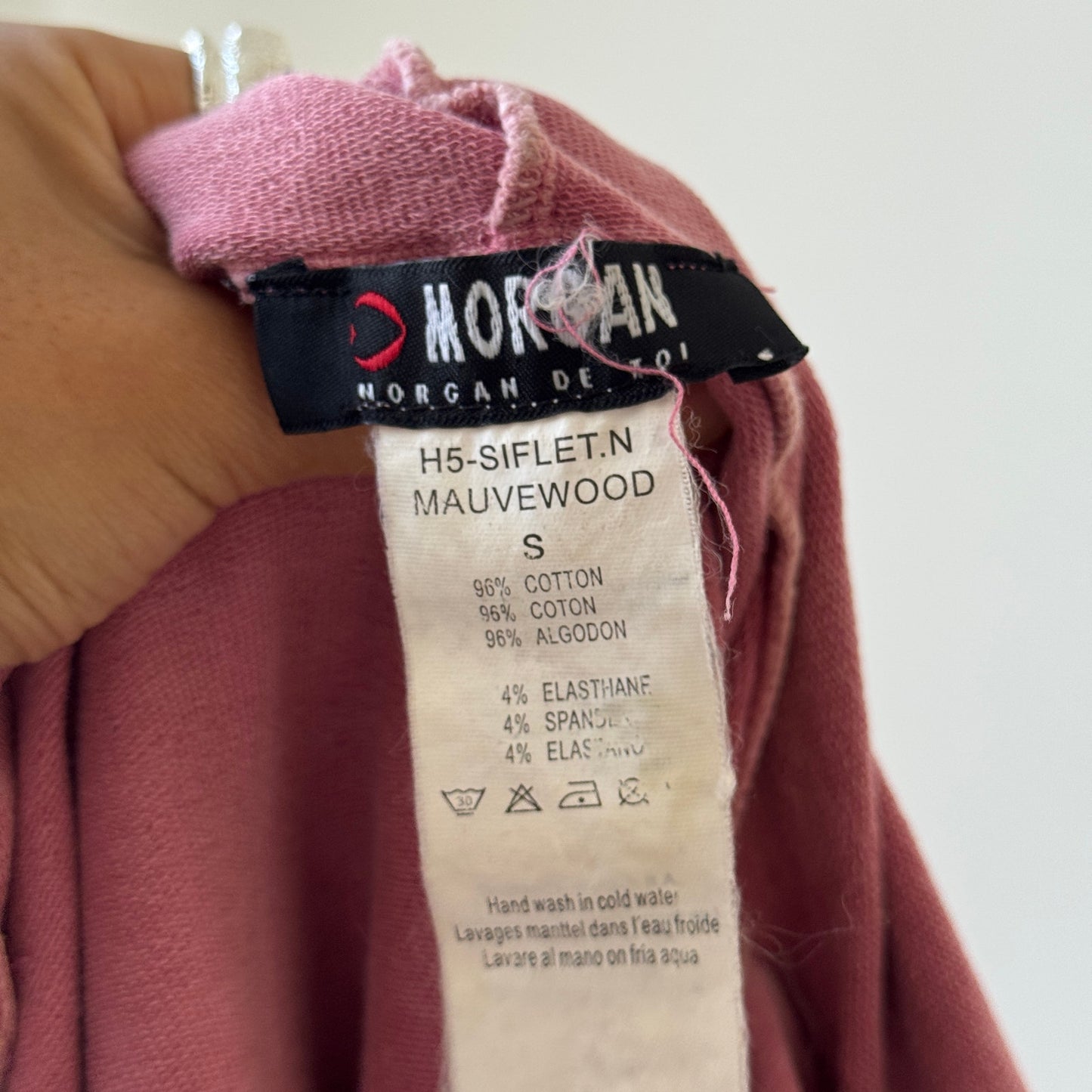 Vintage Morgan de Toi pink zip-up hoodie with graphic print & raw-edge details S