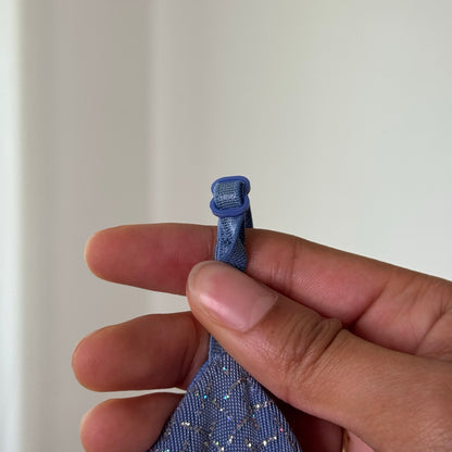 Vintage Blue Glitter Knit Mini Dress Sparkle Asymmetrical Hem Y2K (S)