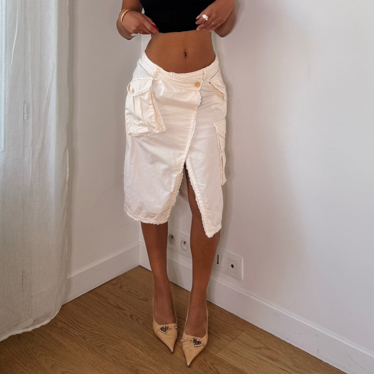 Vintage Paul Smith White Cargo Wrap Skirt (S)