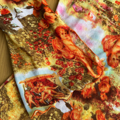 Vintage Euro Renaissance Print Mesh Top (S)
