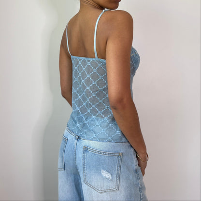 Vintage Baby Blue Lace Bustier Cami Euro Y2K Lingerie Top (S) ⠀