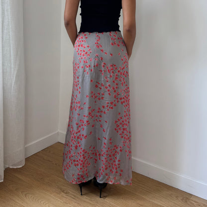 Vintage Italian Mesh Floral Maxi Skirt (XS/S)