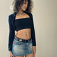 Made in Italy - Vintage 90s Fur Trim cropped knit cardigan top (S/M) bolero