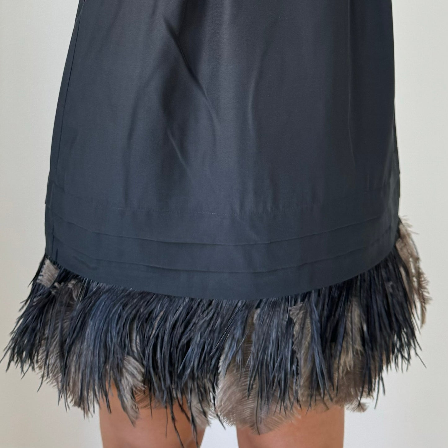 Vintage Juicy Couture Black Silk Feather Trim Mini Dress (XS/S)