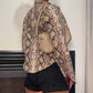 Made in France - French Designer Vintage 90s Fitted Snake Print Moto Jacket XS