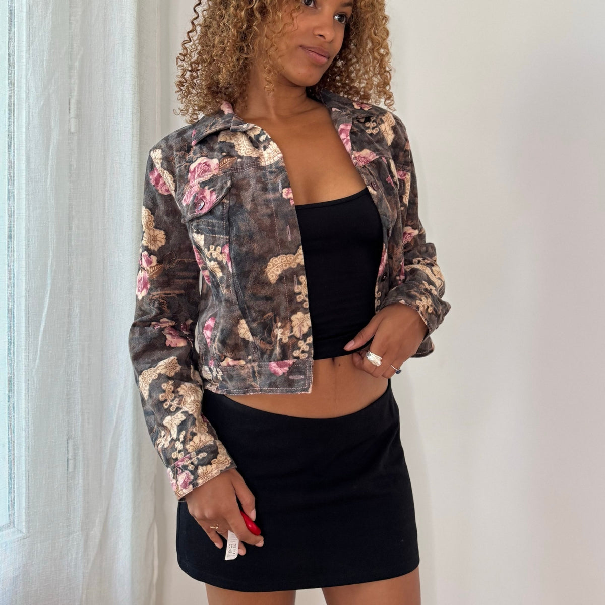 Vintage French Floral Denim Two Piece Set (S)