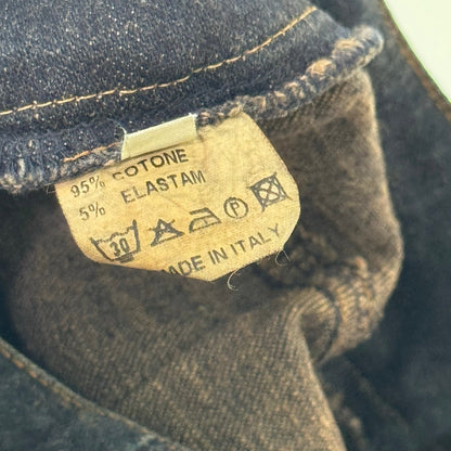 Vintage Italian Denim Faux Fur Trim Midi Skirt (XS/S)