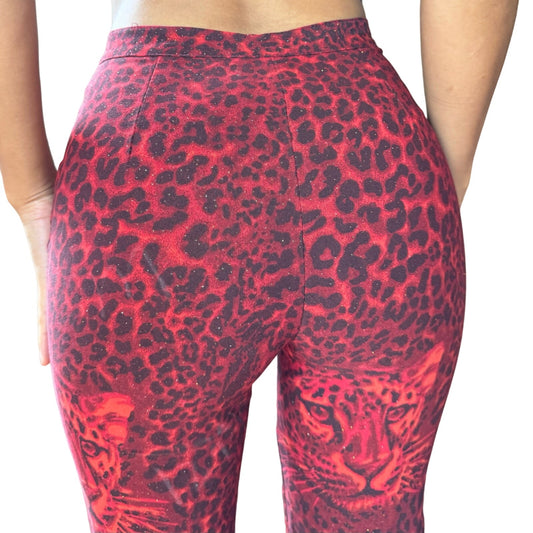 Vintage red cheetah print pants (XS/S)