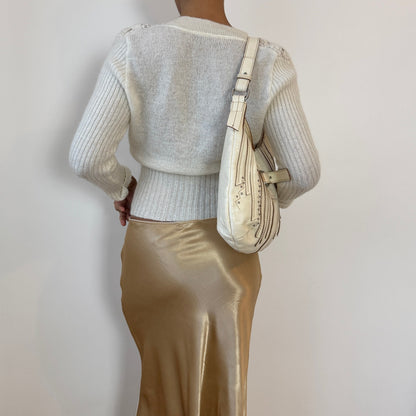 Vintage Sisley Ivory Leather Bag