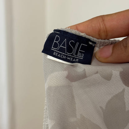 Vintage Euro Sheer Floral Halter Tie-Back Mini Dress (S/M)