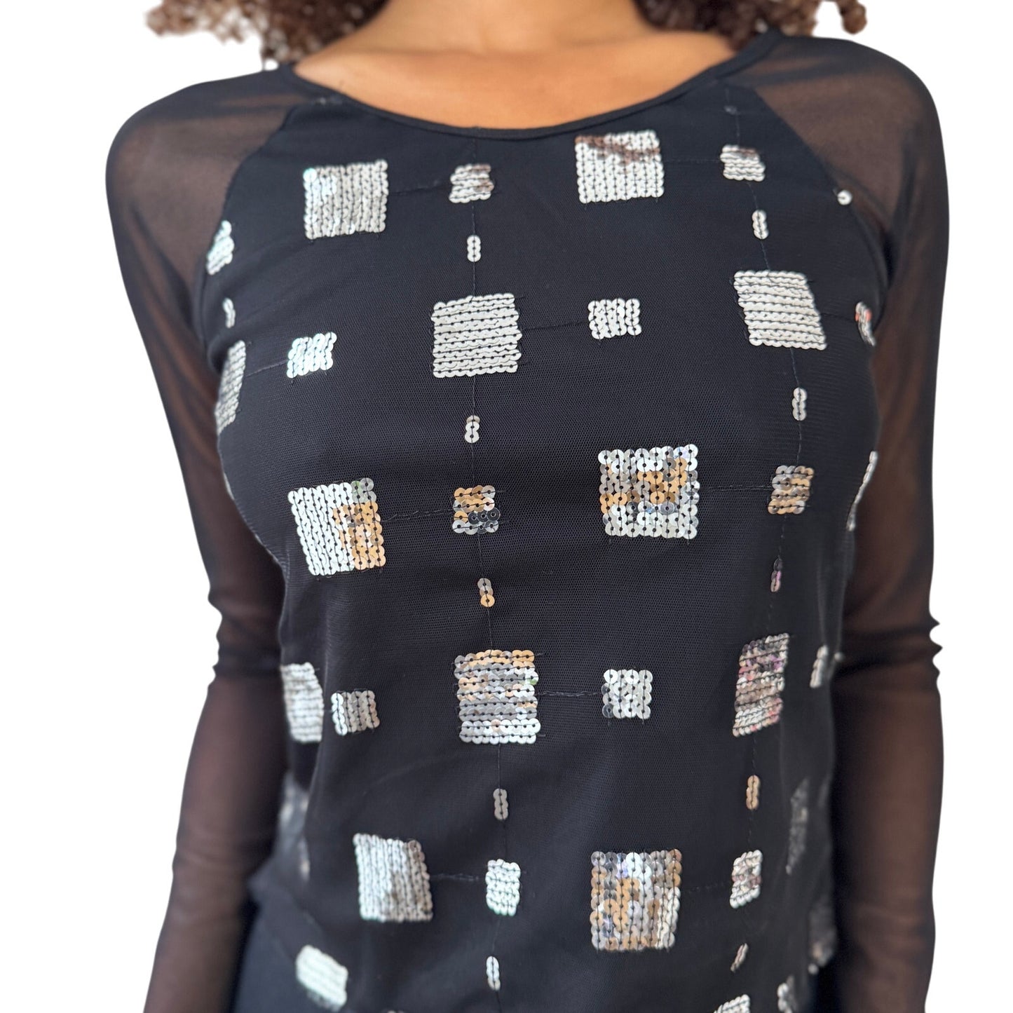 Vintage Y2K Sheer Mesh Sequin Top (S/M)