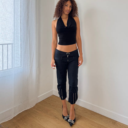 Vintage Pinko low-rise zip-detail capri pants (S)