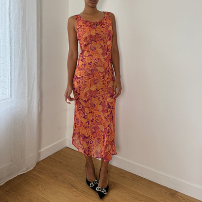 Euro Vintage Mesh Paisley Midi Dress (S/M)