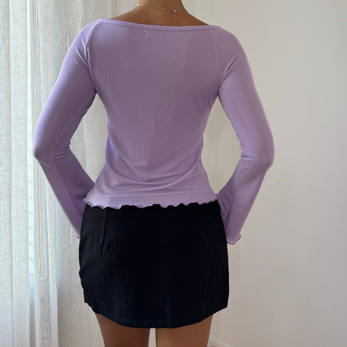 Vintage Italian Lilac Flared Sleeve Button Top (S)