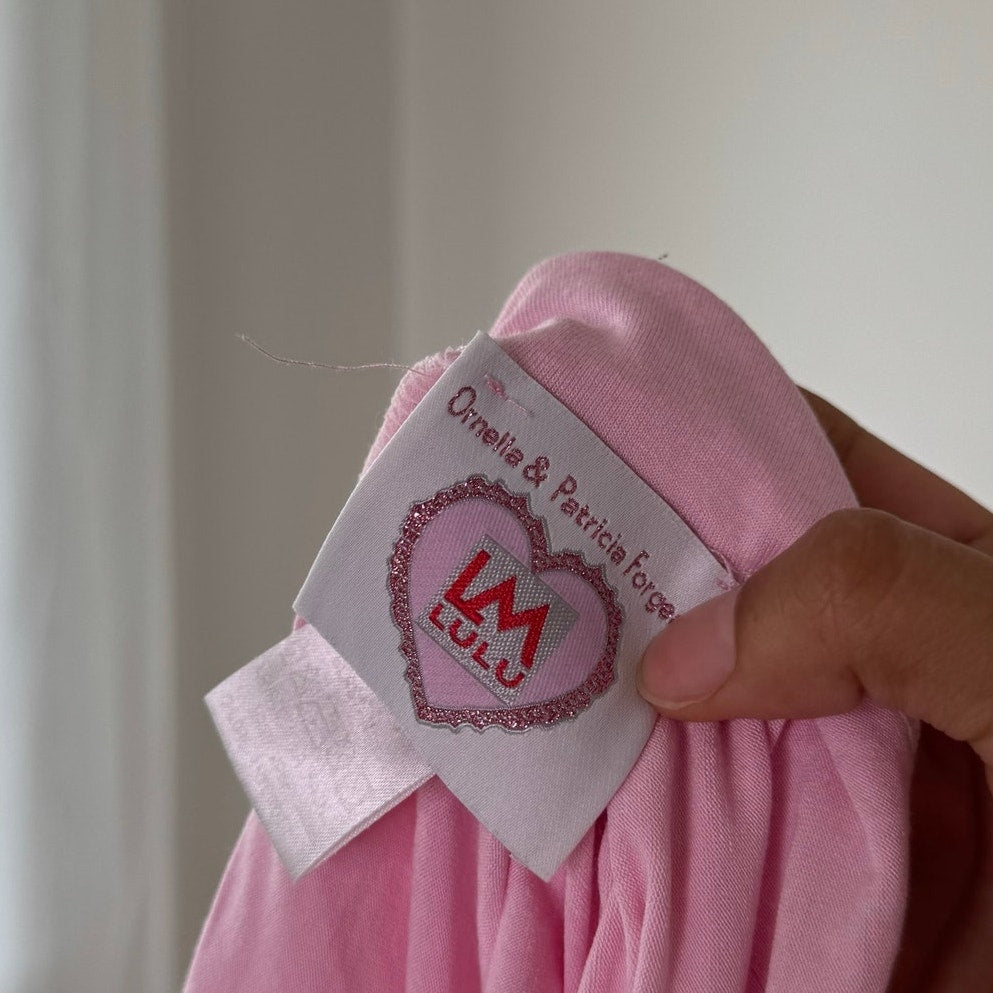 Vintage Pink Ruched Off Shoulder Top Slinky French Y2K (S)