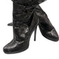 Vintage Deadstock Y2K Croc Knee High Heeled Boots in Black (7.5)