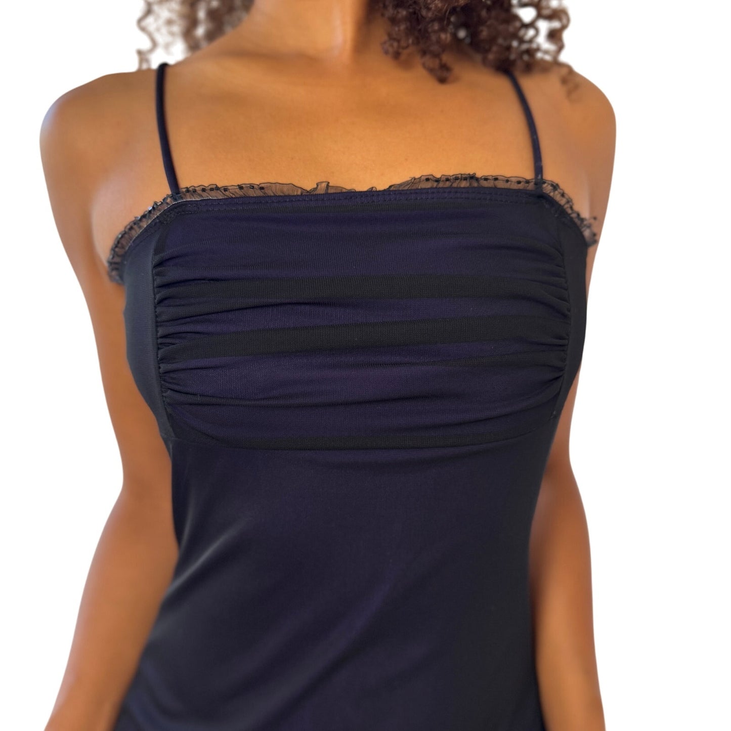 Vintage Mesh Ruched Maxi Slip Dress (XS/S)