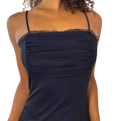 Vintage Mesh Ruched Maxi Slip Dress (XS/S)