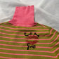 Vintage Y2K Guess green & pink striped turtle neck fitted sweater (XS-S)