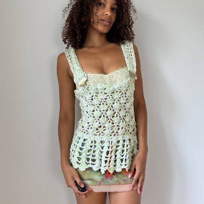 Vintage Euro Crochet Buckle-Strap Top (S/M)