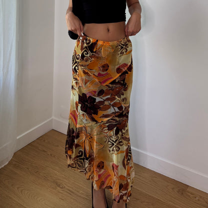 Vintage Abstract Tribal Mesh Maxi Skirt Rare Archive Print French Vintage (S) ⠀