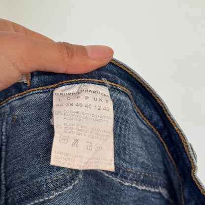 Vintage Italian Denim Low Rise Straight Leg Jeans Patch Pocket Y2K (S)