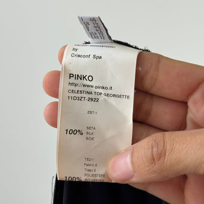 Vintage Pinko Cream & Black Snakeskin Print Silk Lace Cami Top (S/M)