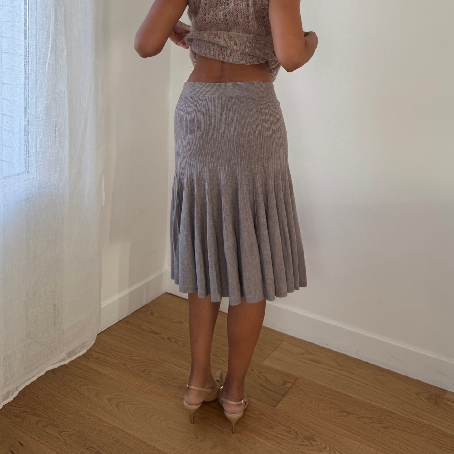 Vintage Italian Knit Wool Blend Skirt (Small)