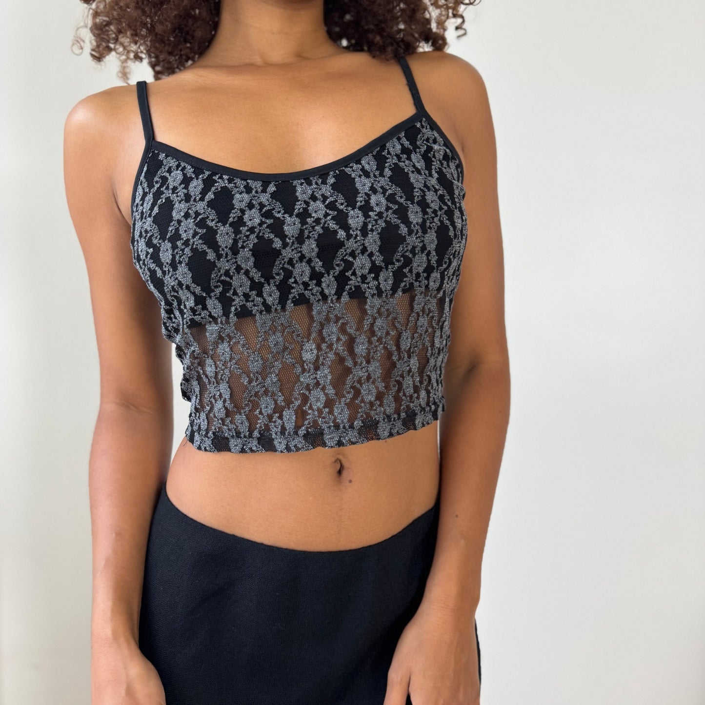 Vintage Parisian Sheer Lace Cami (S)