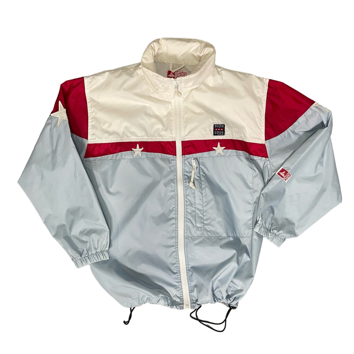 90s baby blue oversized sporty Swiss varsity windbreaker jacket (XS/S)