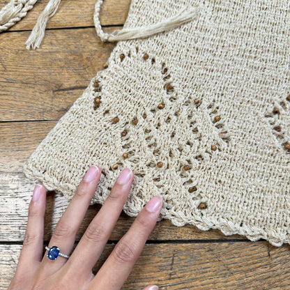 Vintage Crocheted Top with fringe and beads detailing (S/M)