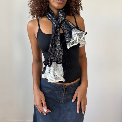 French Vintage Knit Lace Scarf