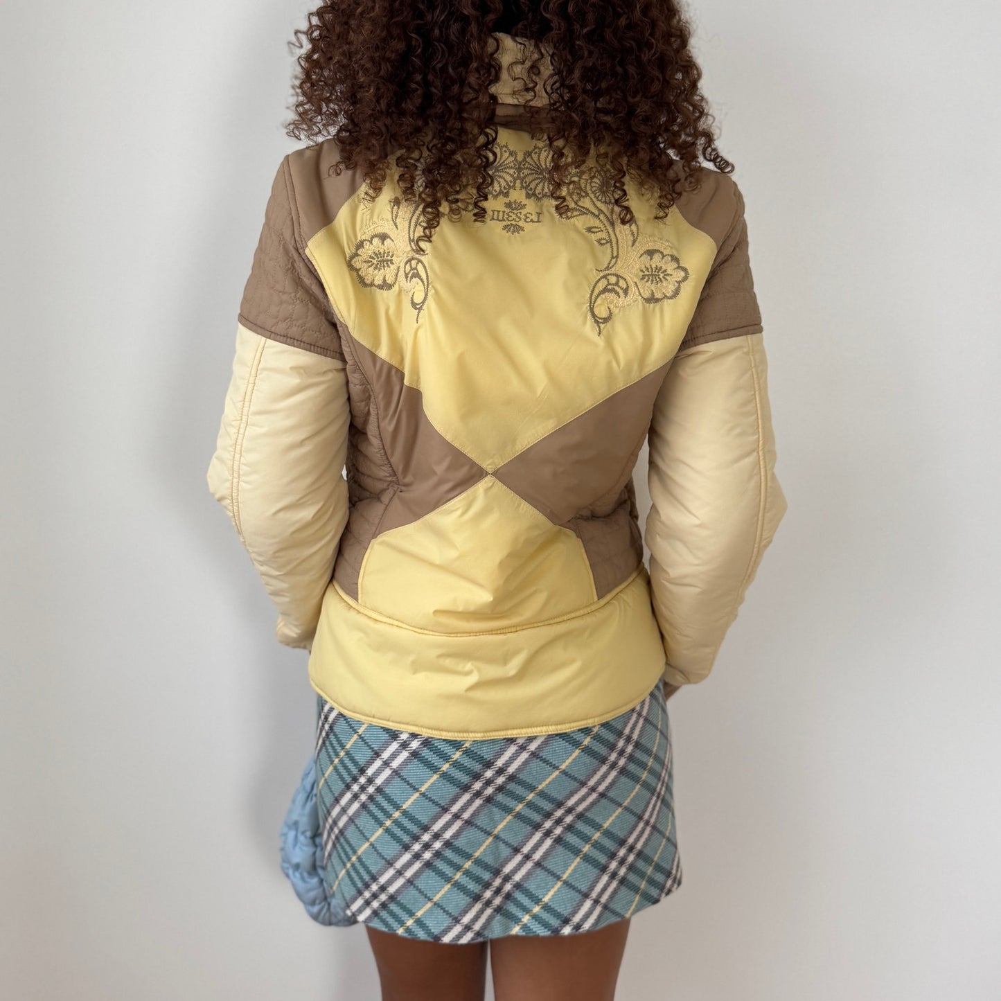 Vintage Diesel Two-Tone Embroidered Puffer Jacket (Small)