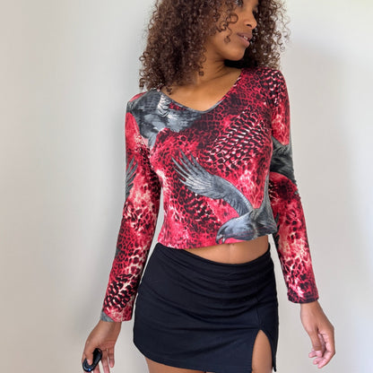 Vintage Italian Graphic Slinky Top (M)