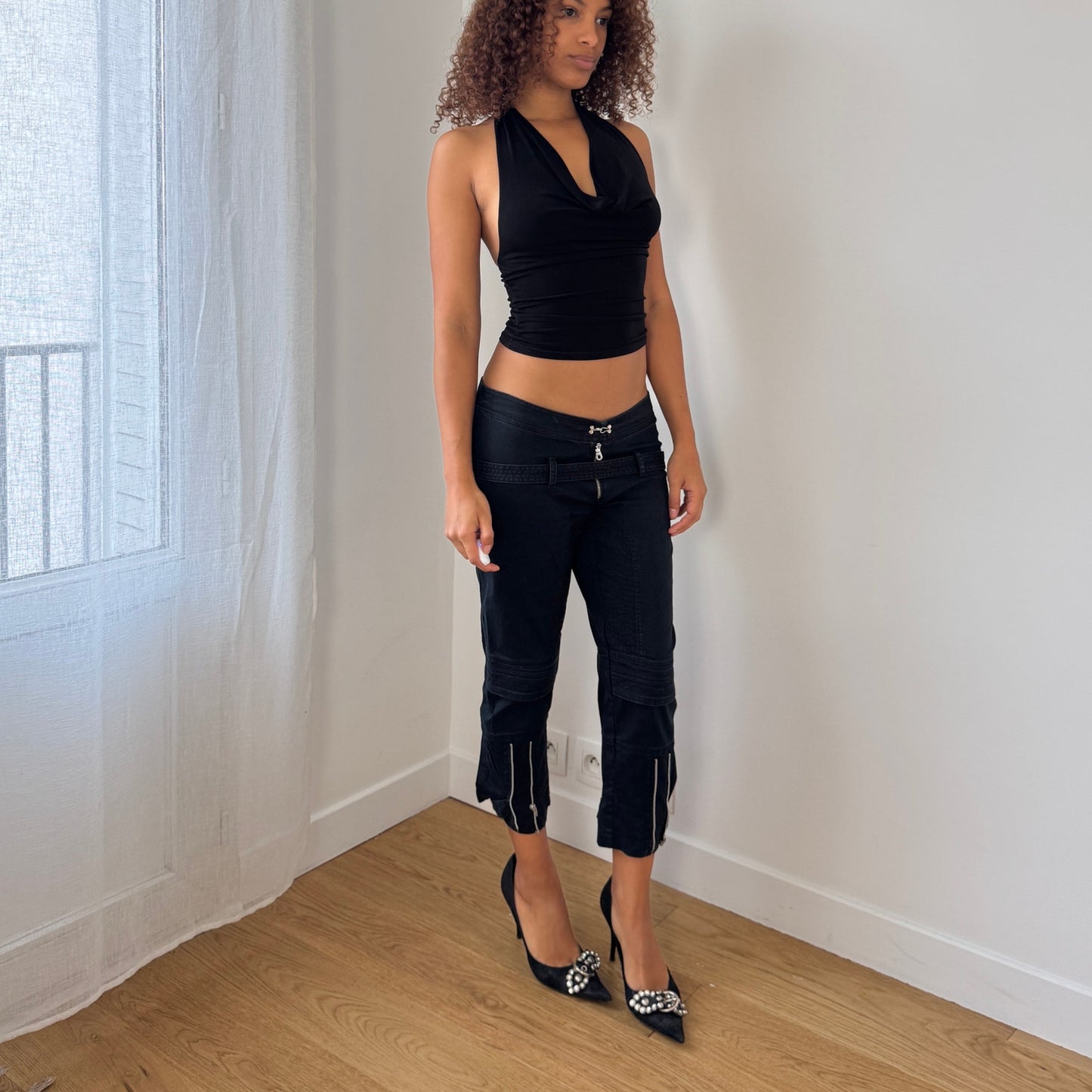 Vintage Pinko low-rise zip-detail capri pants (S)