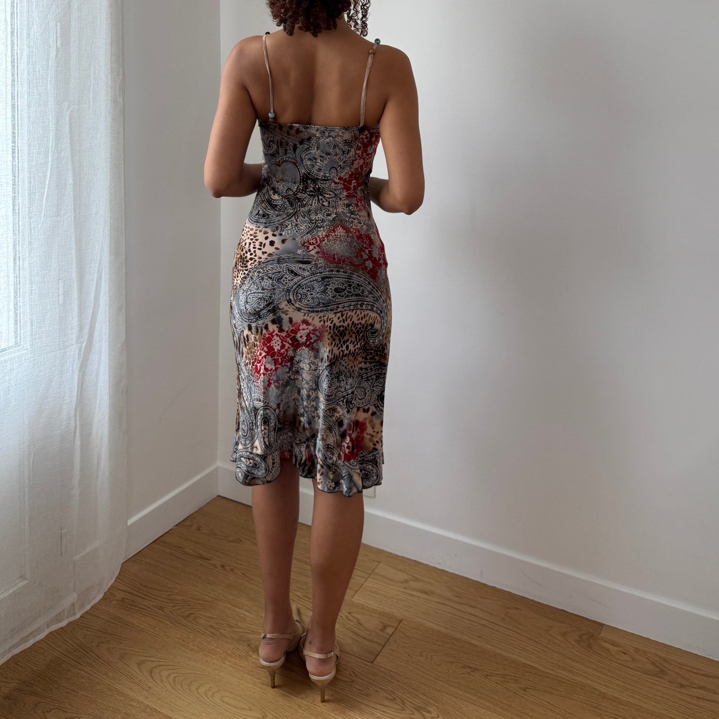Vintage Mixed Print Slip Dress (S)