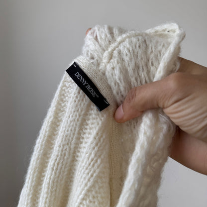 Vintage Italian cream cropped kid mohair blend knit cardigan by Denny Rose (S)