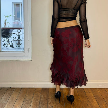 Vintage 00s Floral Mesh Skirt (S/M)