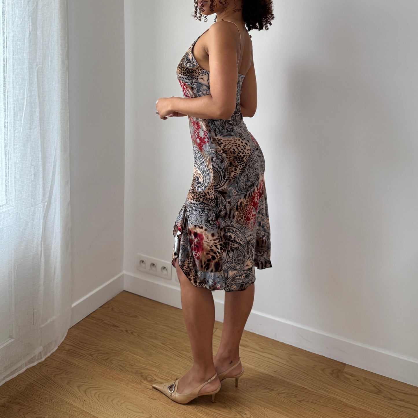 Vintage Mixed Print Slip Dress (S)