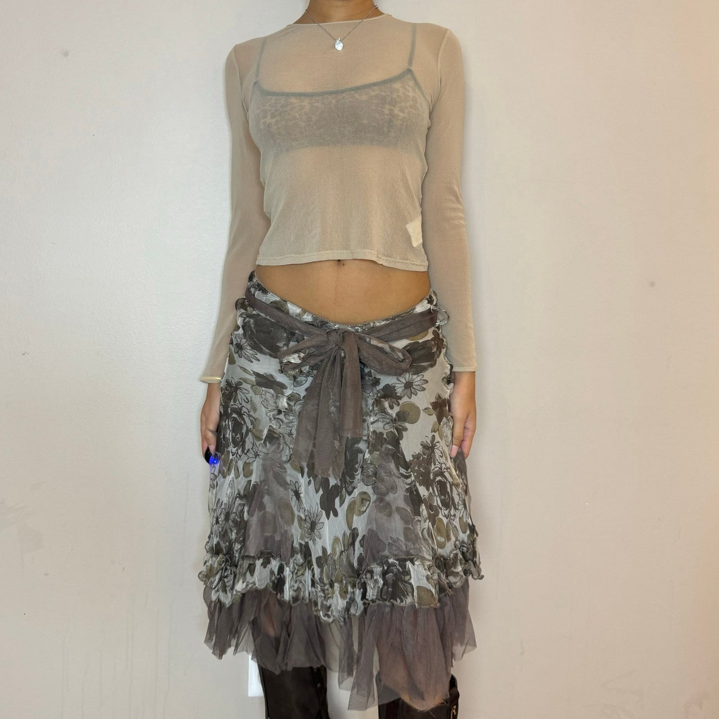 Vintage 00s Silk Floral Skirt (XS/S)