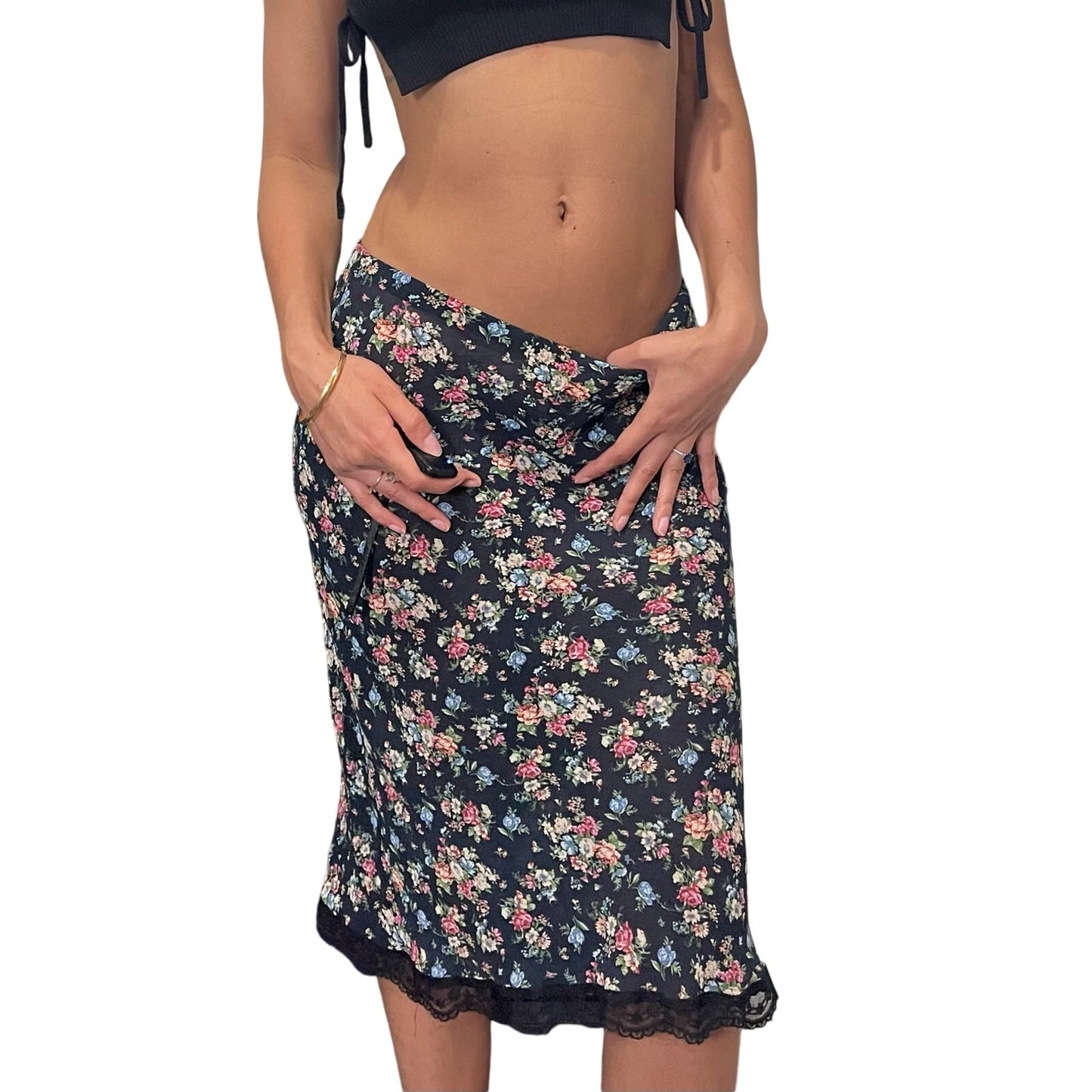 00s Floral Mesh Midi Skirt (XS/M)