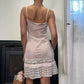 Sourced in Italy - Vintage 70s pastel pink lace trimmed slip dress (XS) ballet