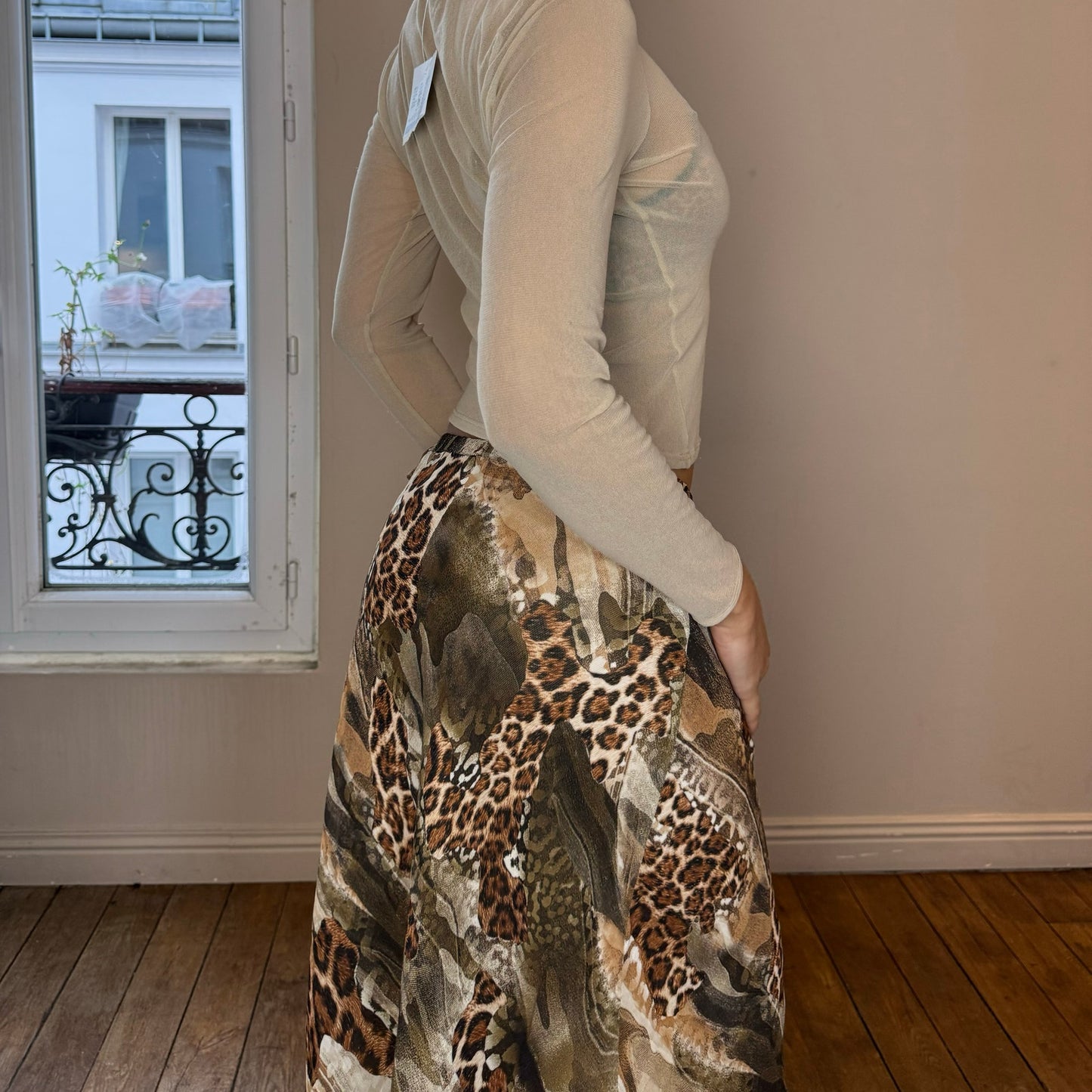 Vintage Euro Cheetah Mesh Skirt (S)