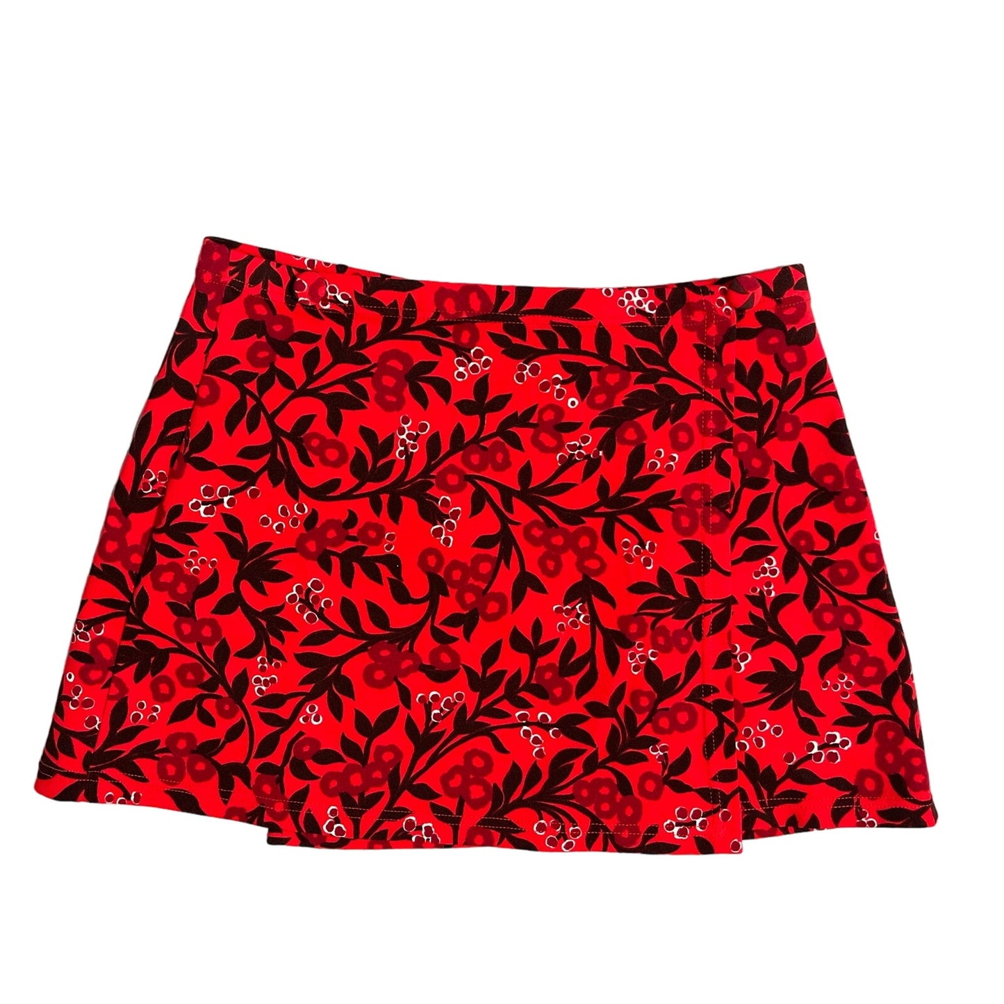 90s Red Floral Rom com Mini Skirt (XS)