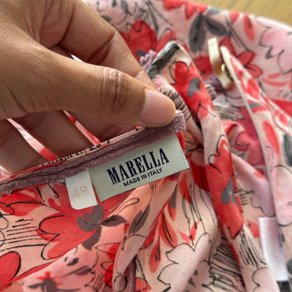 Vintage Pink Red Floral Silk Co-Ord Set by Marella (S) ⠀