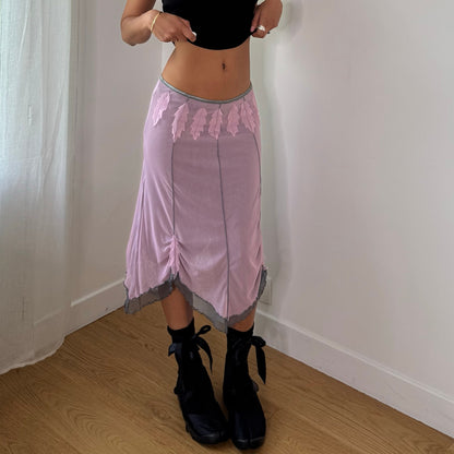 Vintage Pink Mesh Handkerchief Midi Skirt Deadstock Euro Y2K (S)
