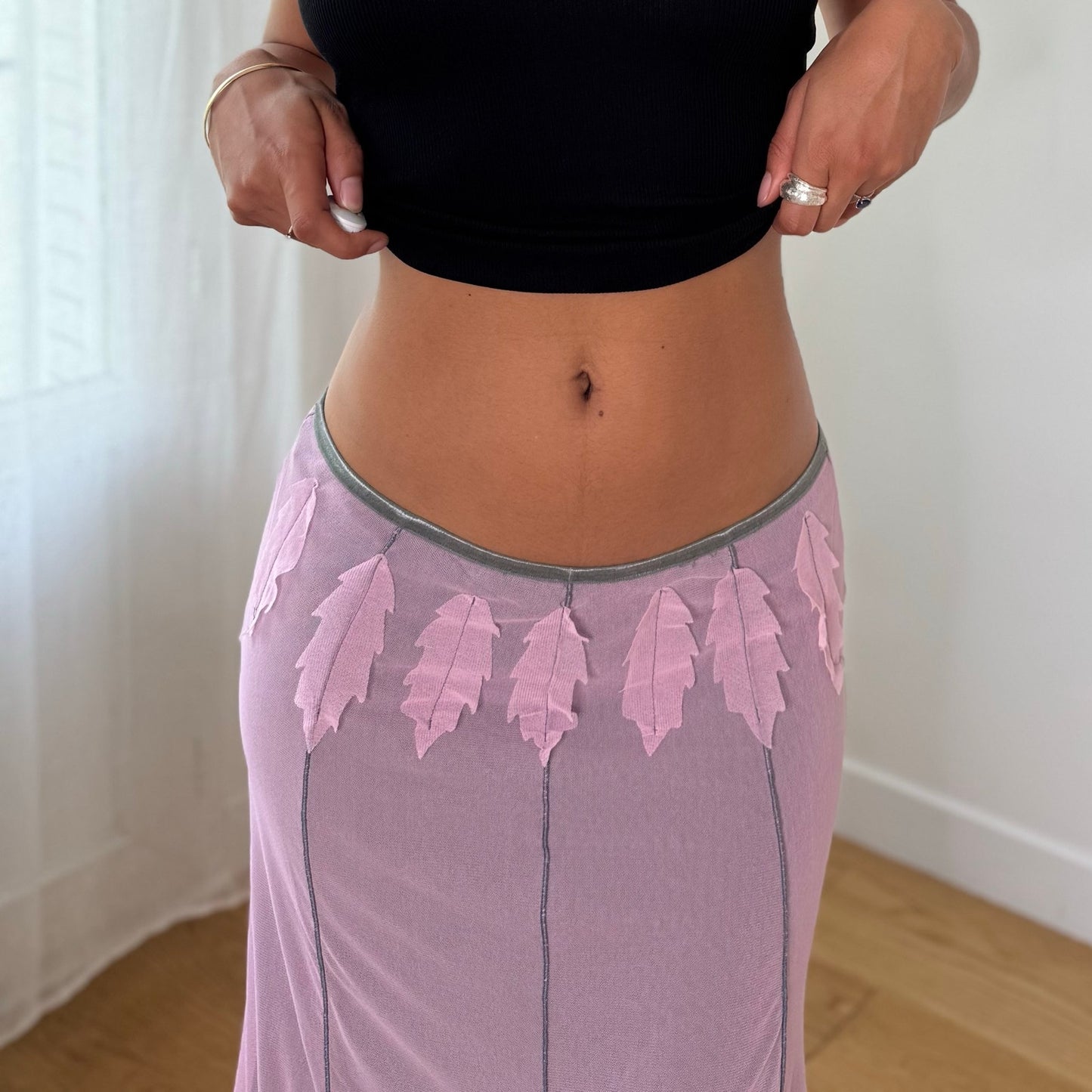 Vintage Pink Mesh Handkerchief Midi Skirt Deadstock Euro Y2K (S)