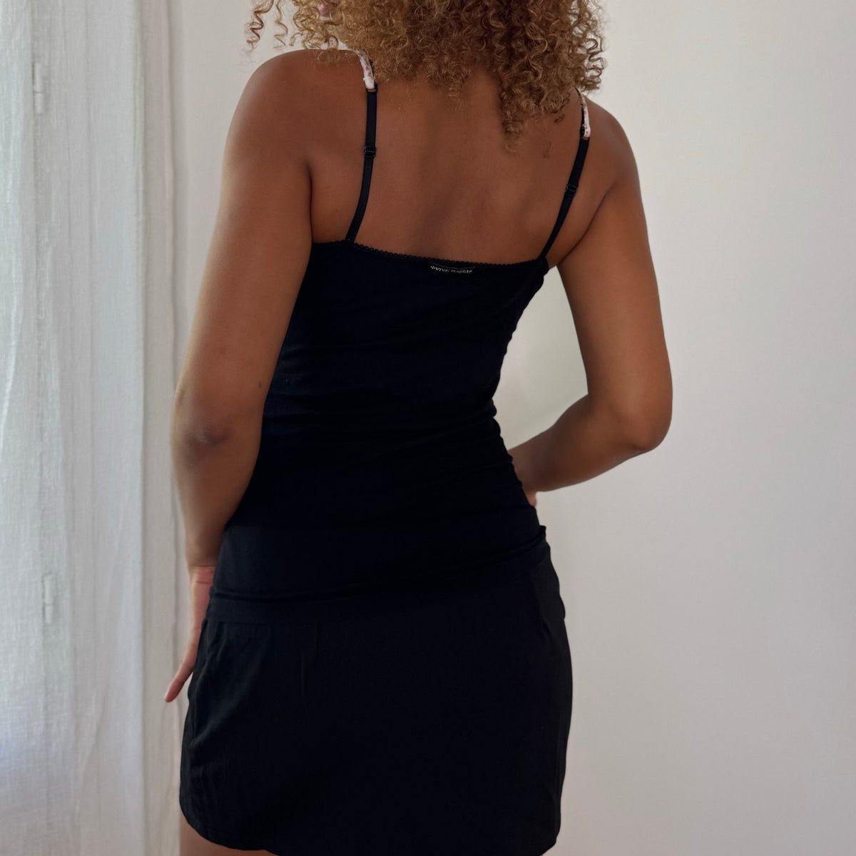 Vintage Vive Maria Black Floral Mesh Cami Top (S)